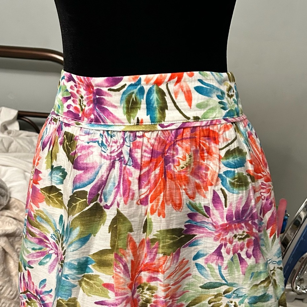 LOFT Multicolor Floral Midi Skirt
